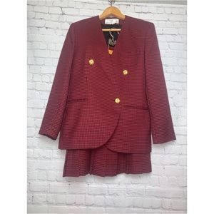 Red and Black Matching Blazer and Skirt Set